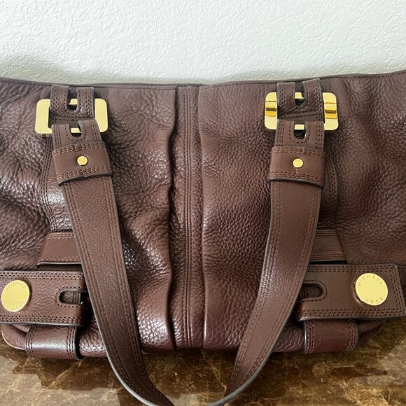Michael Kors Harness Grab Bag Brown Handbag Purse Pebble Leather - Picture 13 of 13